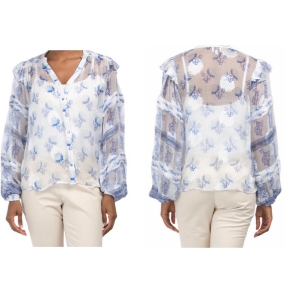 HEMANT & NANDITA Tops - HEMANT AND NANDITA Blue/White Boho Top With Camisole Size Large $275
